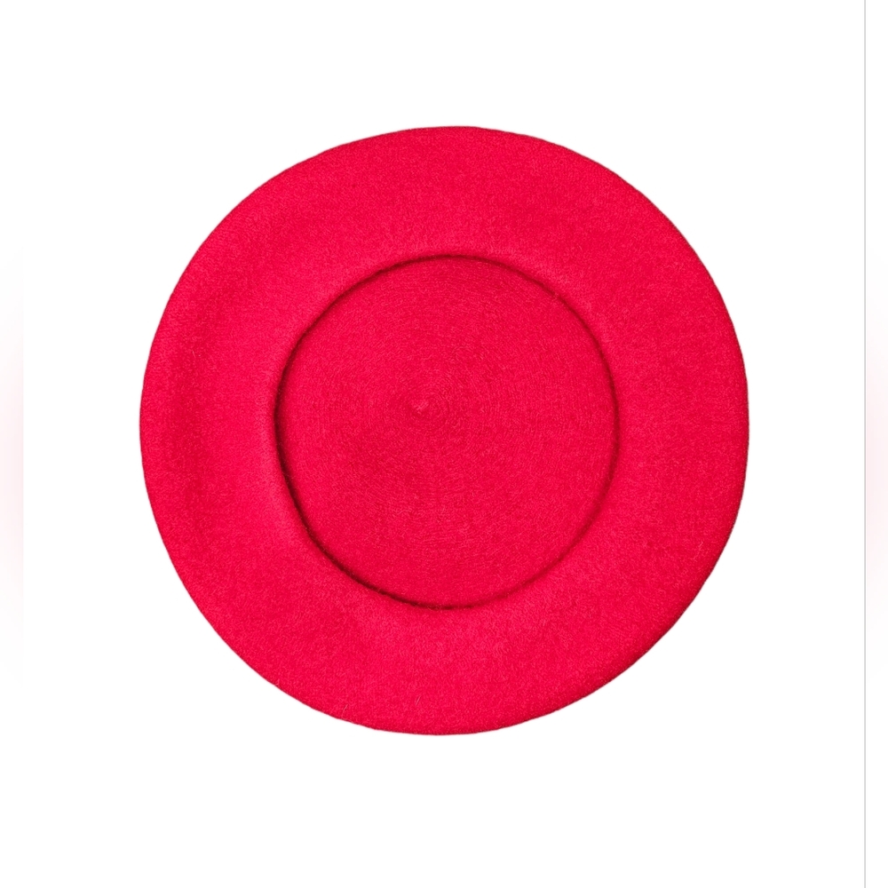 Zara Vibrant Red Beret - 100% Wool - Picture 3 of 3